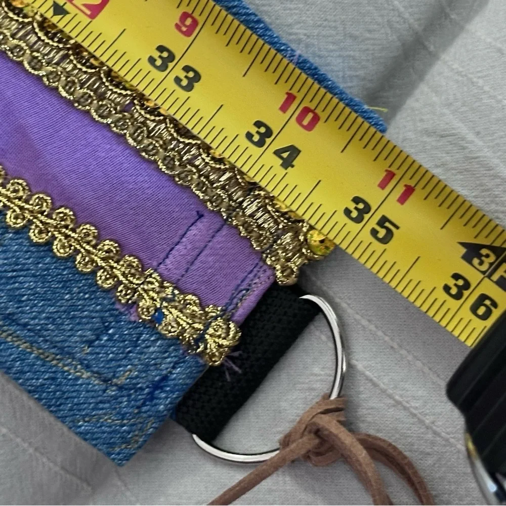 Artisan Denim Handmade Belt Gold Coin Tassel | Belly Dancer Adjustable XL SIGNED
